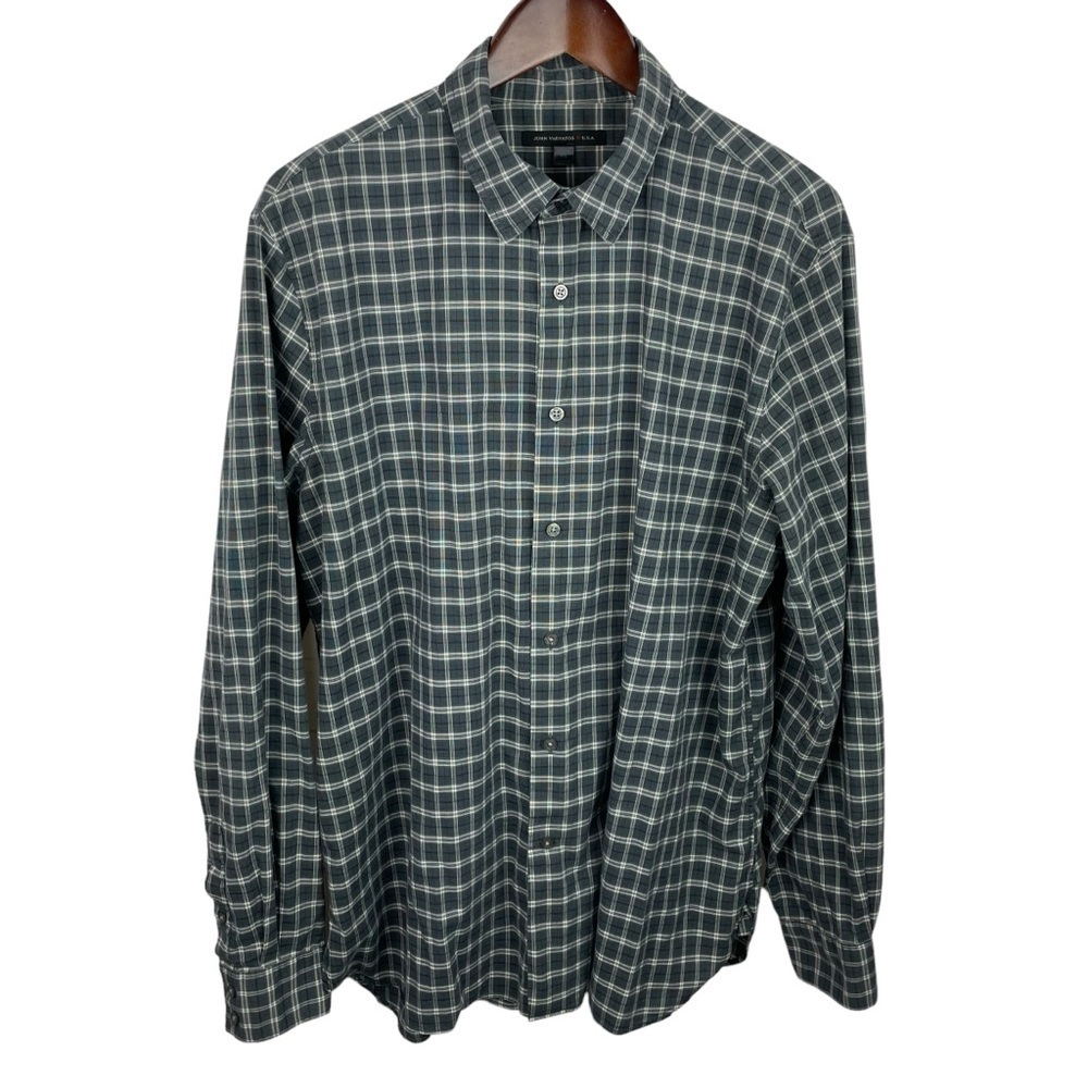 John Varvatos USA | Gray Ivory Plaid Long Sleeve Button Down Shirt